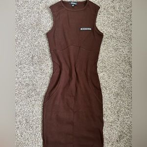 Chocolate Rib Missguided Sleeveless Racer Mini Dress